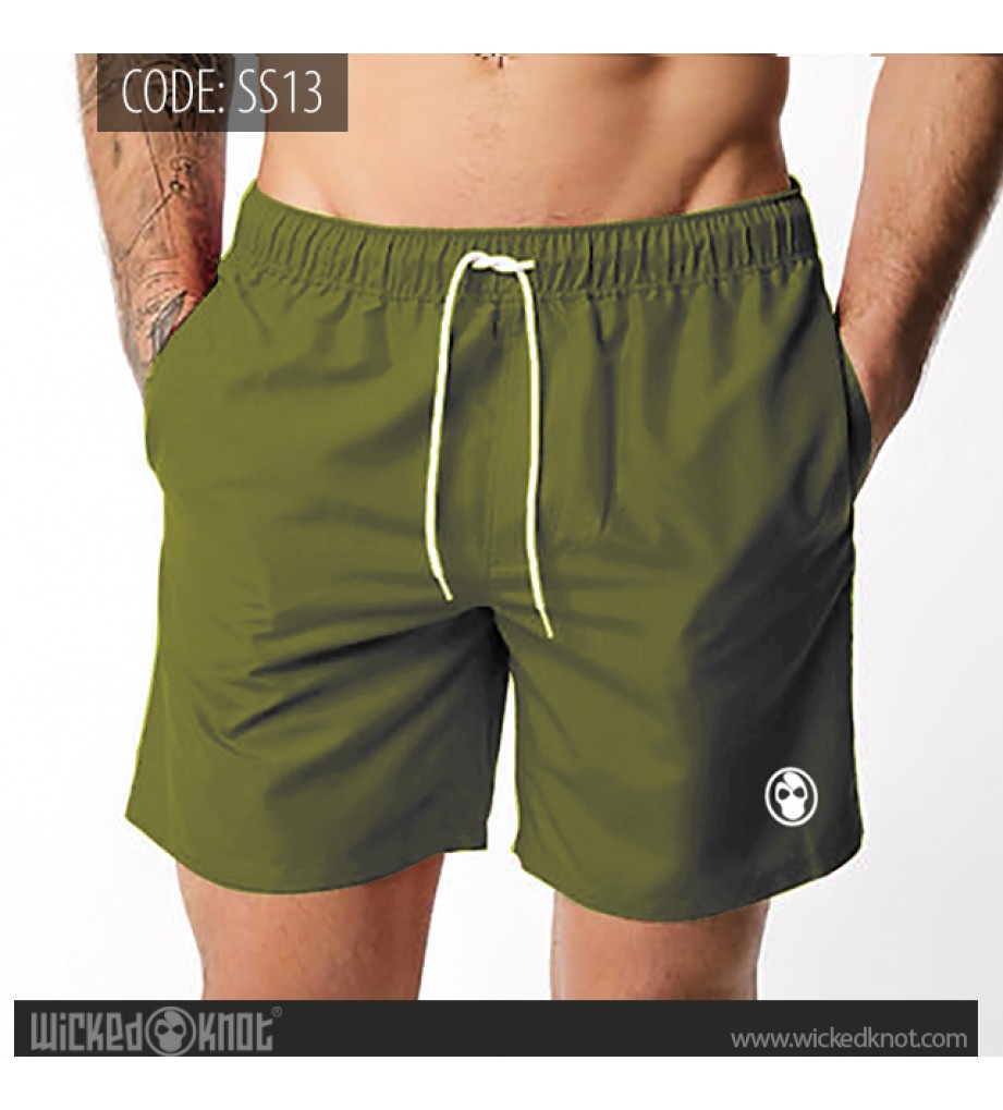 Olive Branded Swimming Shorts